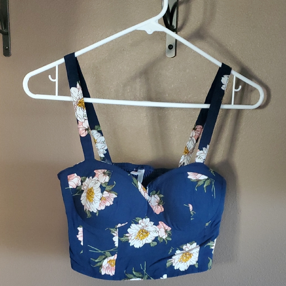 Floral Blue Crop Top
